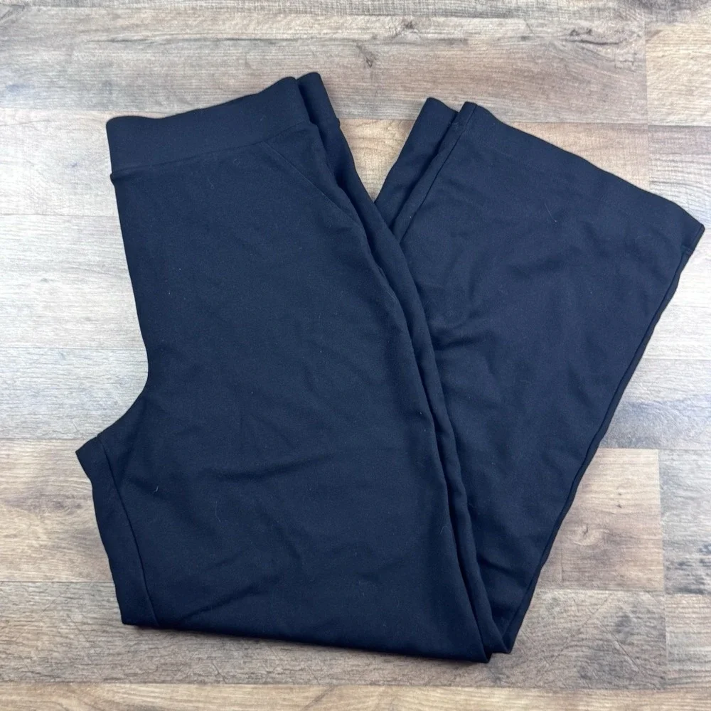 Quince Women's Black Stretch Wide-Leg Crop Pants sz Large